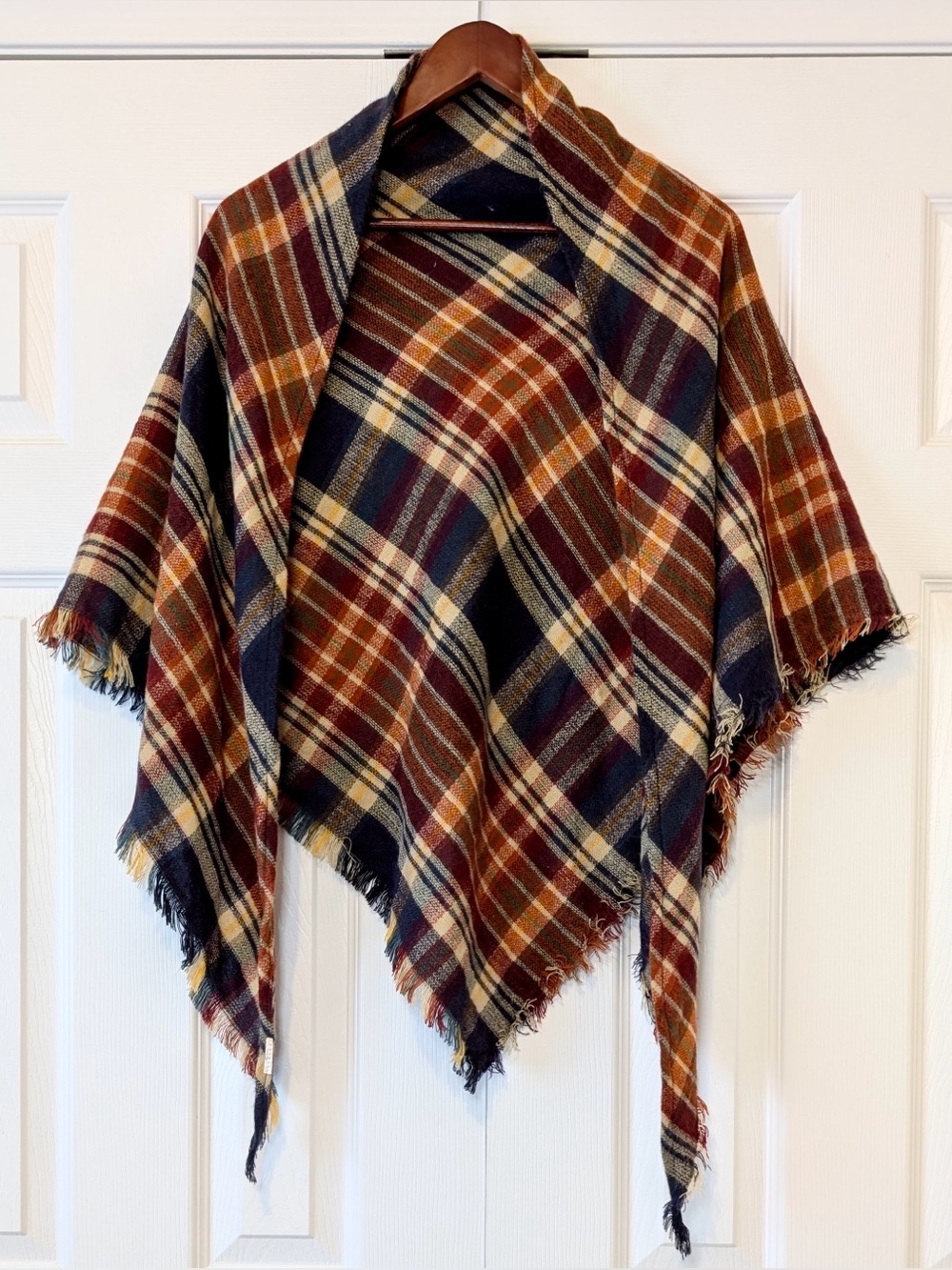Orange Plaid Triangle Scarf